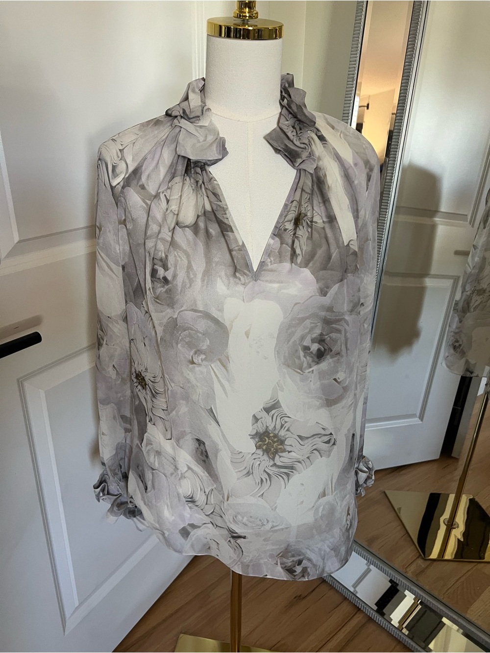 Diane von Furstenberg Lunelle Watercolor Floral Silk Blouse